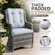 image 3 of 1pc Rattan Garden Dining Chair Grey Outdoor Patio Chairs with Cushion, Weatherproof Wicker Furniture