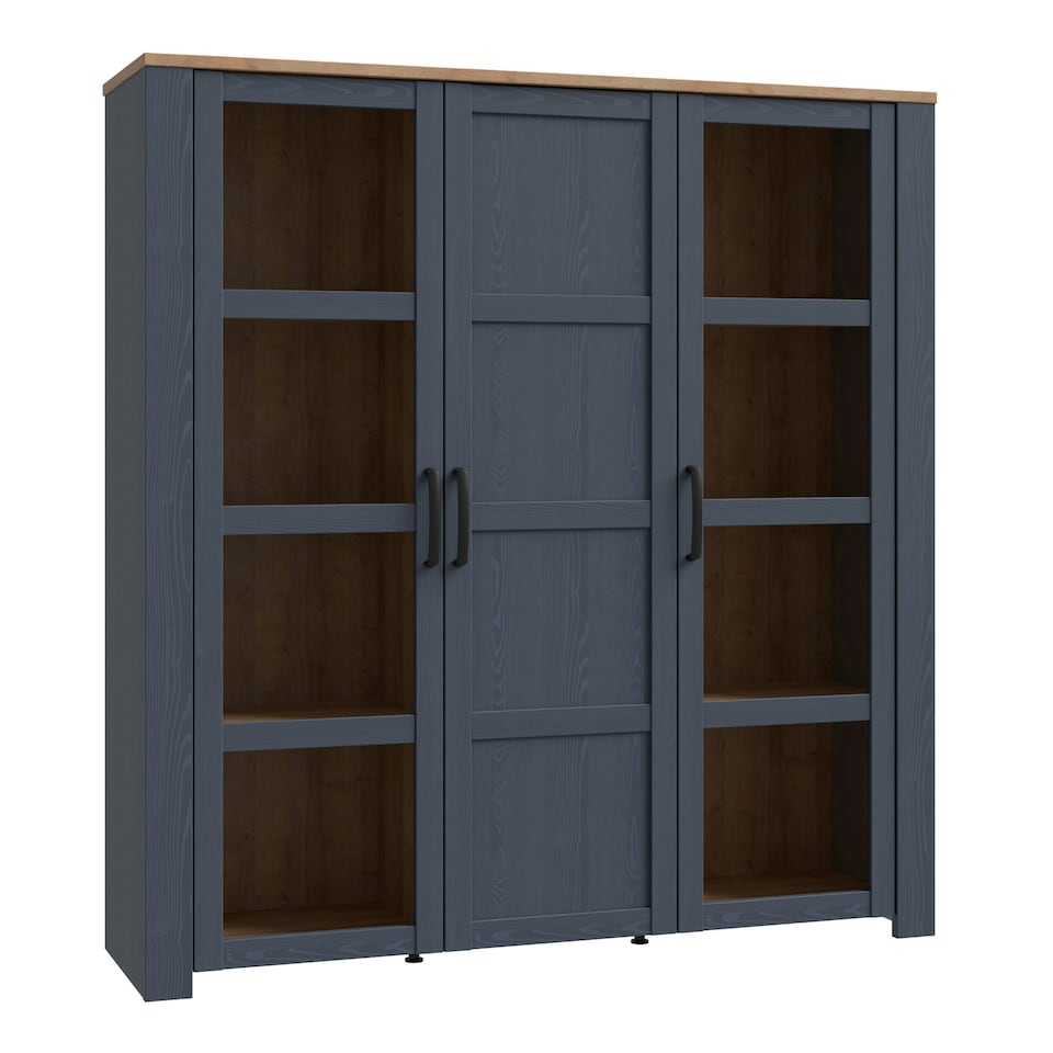 image 1 of Bohol 3 Door Large Display Cabinet in Riviera Oak/Navy