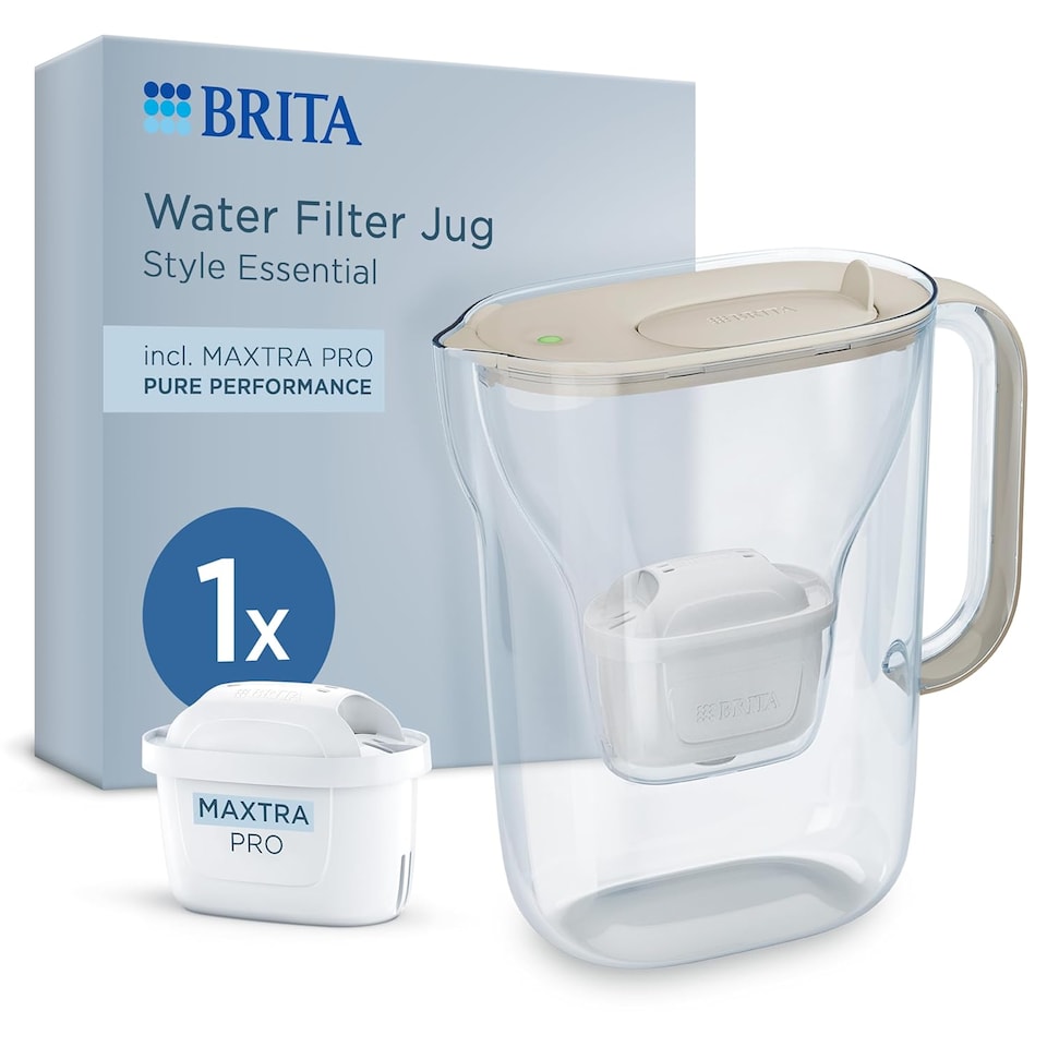 image 1 of BRITA Water Filter Jug Style Essential (2.4l) Sand incl. 1x MAXTRA PRO Pure Performance Cartridge