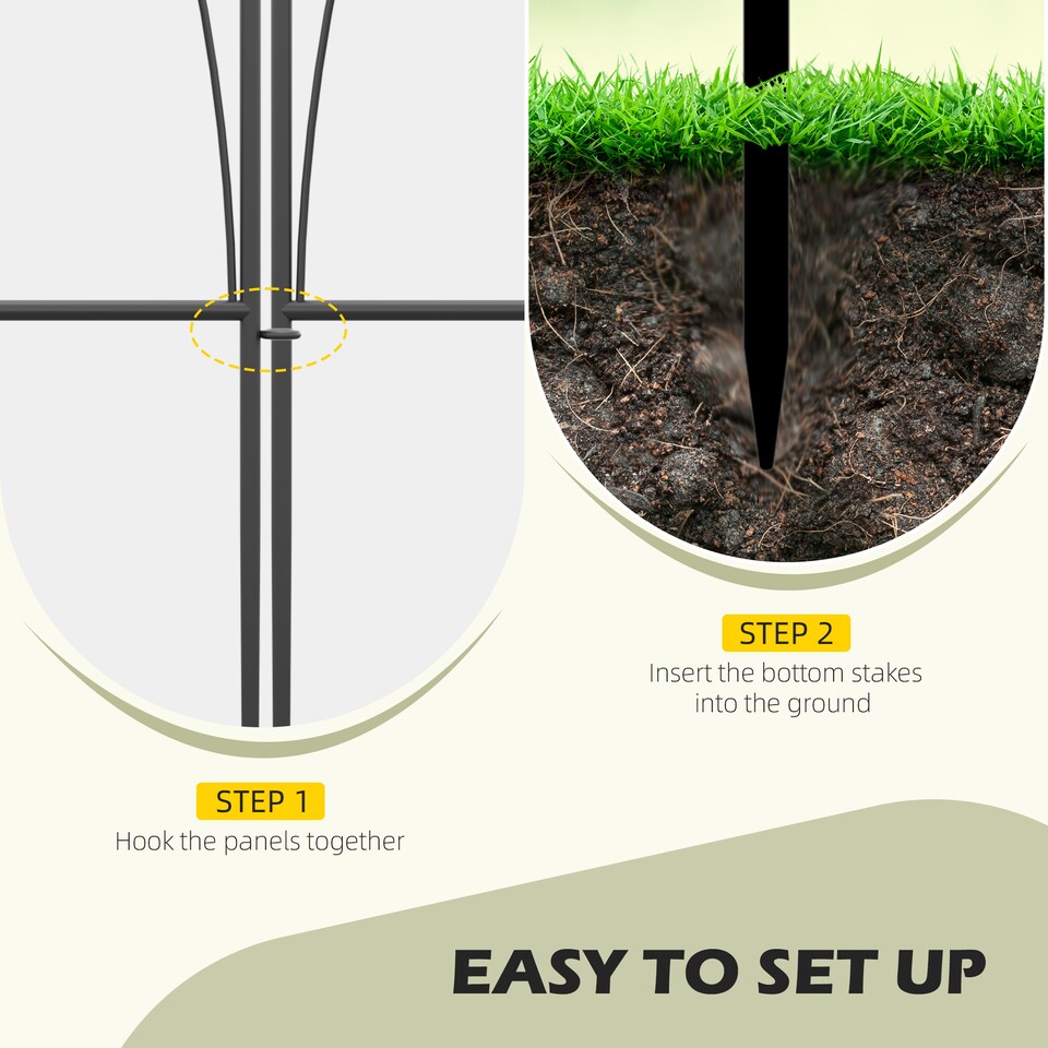 image 1 of Outsunny 5PCs Decorative Garden Fencing Metal Border Edging