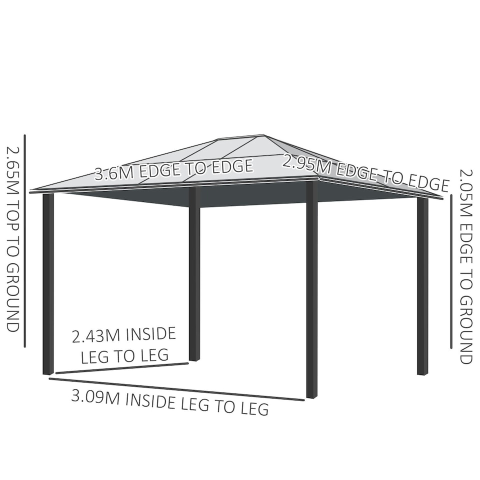 image 1 of Outsunny 3 x 3.6m Hardtop Gazebo Canopy with Mosquito Netting and Curtains