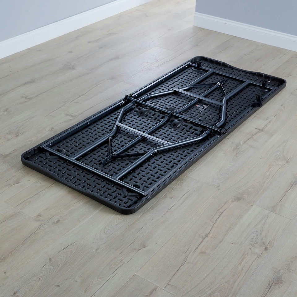 image 1 of 6ft Folding Table Trestle Camping Party Picnic Garden Indoor Outdoor Wood Effect