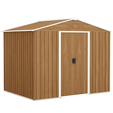 Outsunny 8 x 6ft Garden Storage Shed with Double Door Brown Wood Effect 