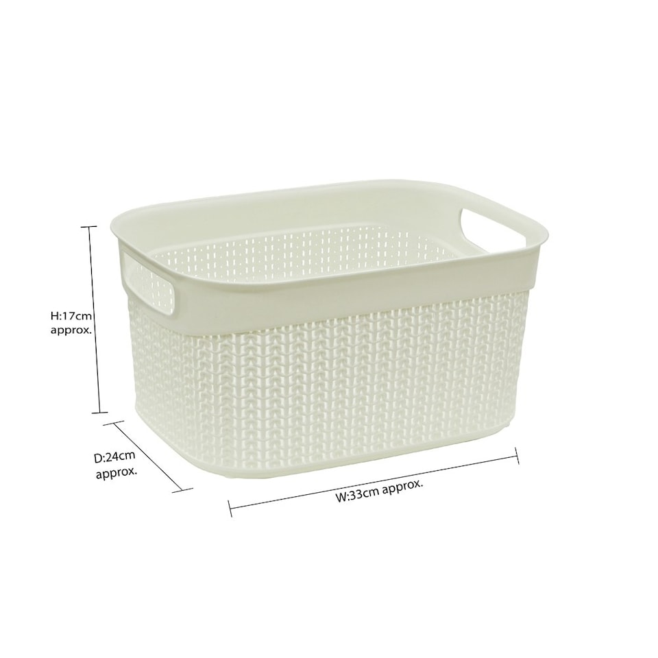 image 1 of JVL Knit Design Loop 9L Plastic Storage Basket, White | White