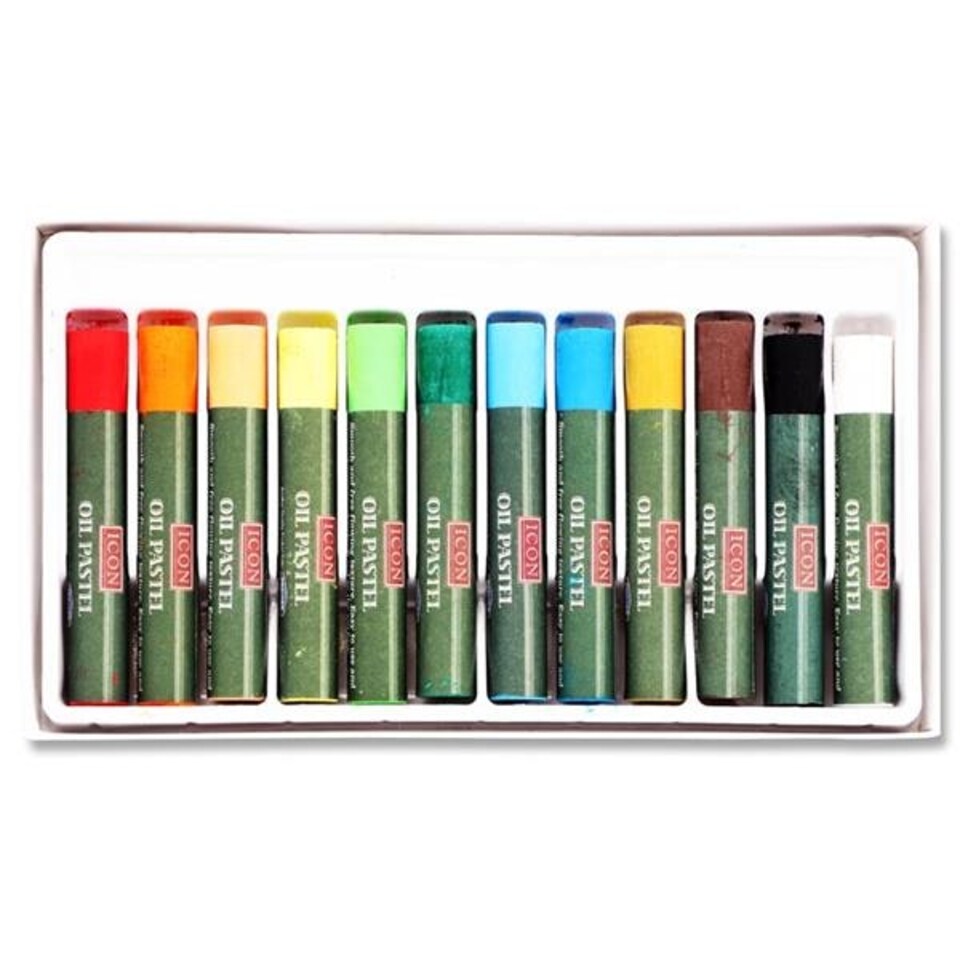 image 1 of Box of 12 Professional Oil Pastels by Icon Art