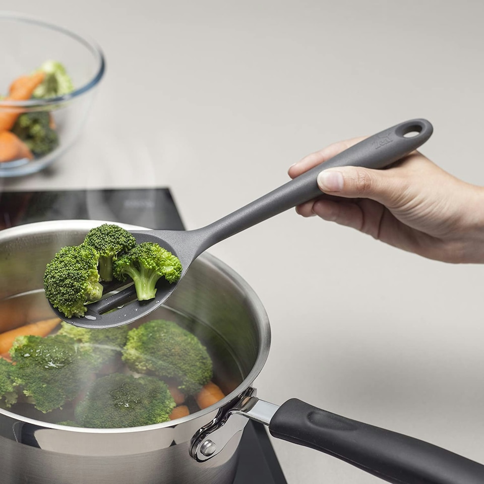 image 1 of Zeal Silicone Slotted Spoon 28cm, Dark Grey