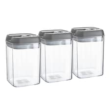 Argon Tableware Flip Lock Plastic Food Storage Containers - 800ml - Grey - Pack of 6