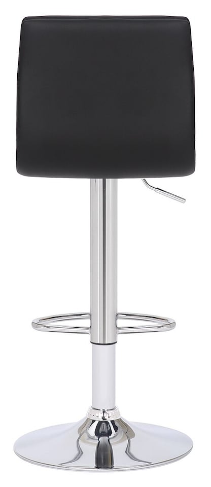 image 1 of Set of 2 Aldo Black Bar Stools - Swivel Faux Leather Kitchen Breakfast Stools