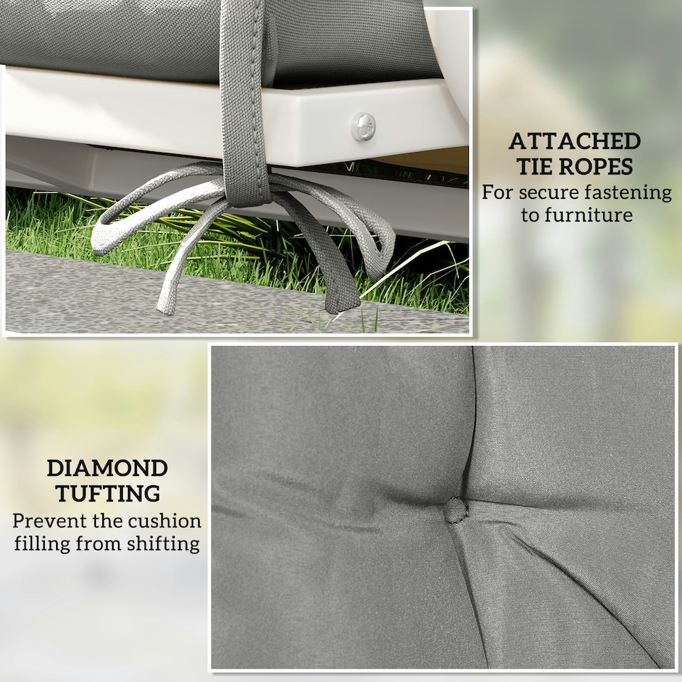 image 1 of Outsunny 2 Seater Garden Bench Cushion Outdoor Seat Pad with Ties 