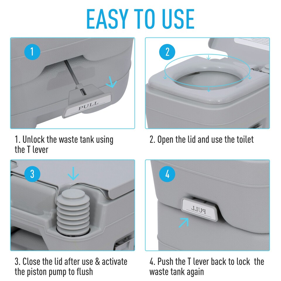 image 1 of Outsunny 20L Camping Toilet Portable Travel WC Caravan Picnic Fishing Restroom