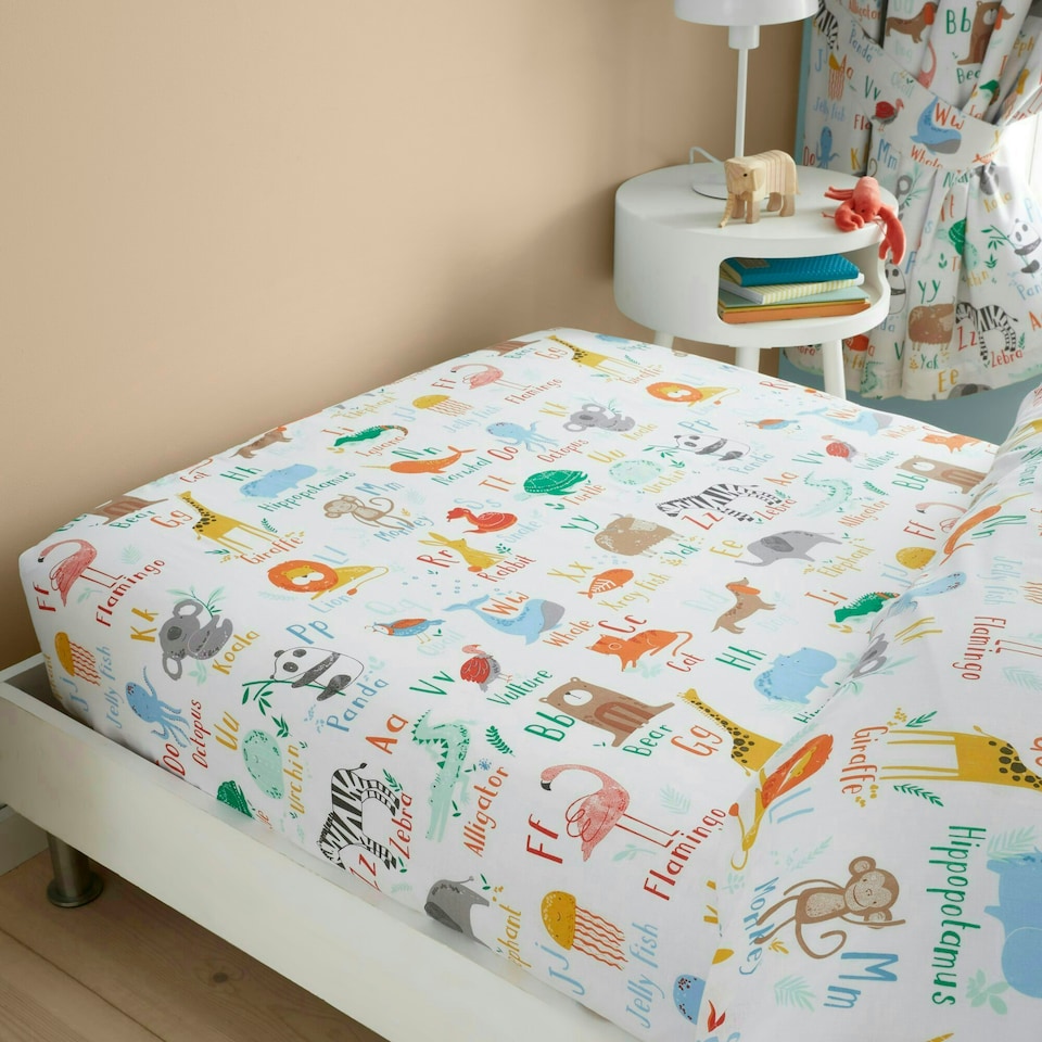 image 1 of Animal Alphabet Double Fitted Sheet