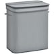 image 1 of HOMCOM 100L Natural Wood Laundry Basket A Compartment w Flip Lid Removable Lining Handles Board Base Foldable Durable Water-Resistant Dirty Clothes Storage Home Organisation Grey