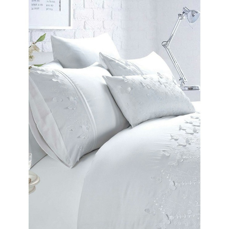 image 1 of Rapport Papillon Duvet Cover Set - White - Superking White | Super King