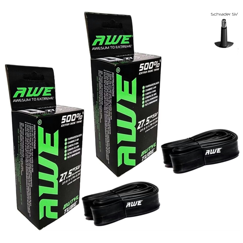 image 1 of 2 x AWERide Folding Tyres 27.5" x 2.20" + 2 x AWE Inner Tubes 27.5" x 1.75-2.25 SV