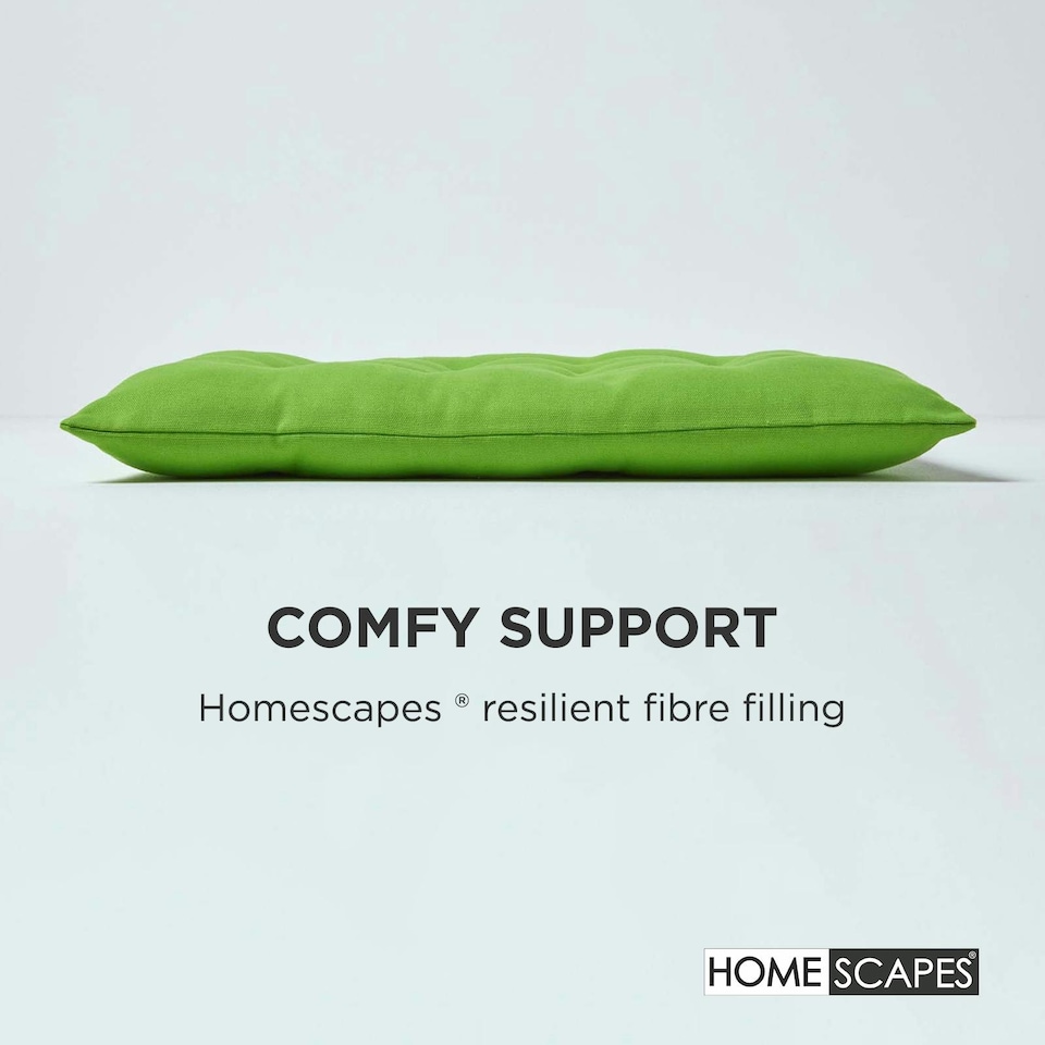 image 1 of Homescapes 4 x Seat Pads Luxury Cotton Indoor Outdoor Garden Dining Cushion Lime | Green | 40 x 40 cm | 4
