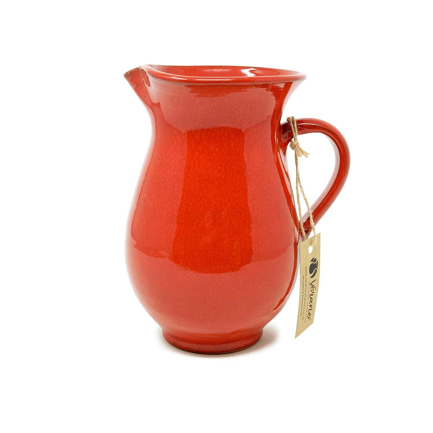 Verano Spanish Ceramics Selena Glazed Jug - 19cm Red 1L