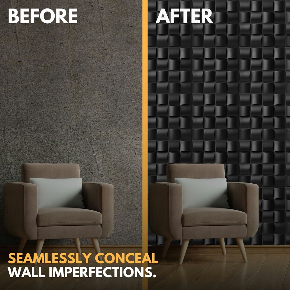 image 1 of NOVECRAFTO Lattice Effect 3D Wall Panels – 6 Sheets Covering 1.5m² | 16.15ft² Interior Cladding Set | Square Grid Design – Each Panel 50x50cm | Grey