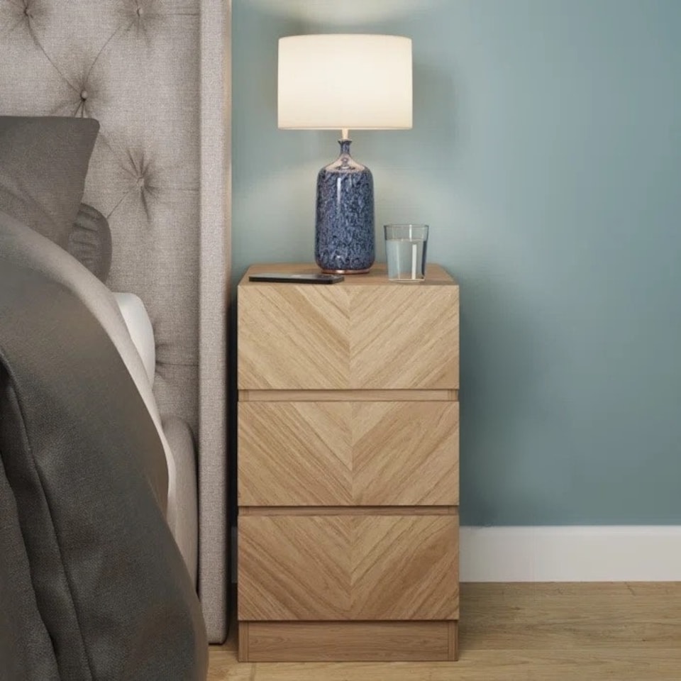 image 1 of GFW Catania Pair of 3 Drawer Bedside Tables - Euro Oak