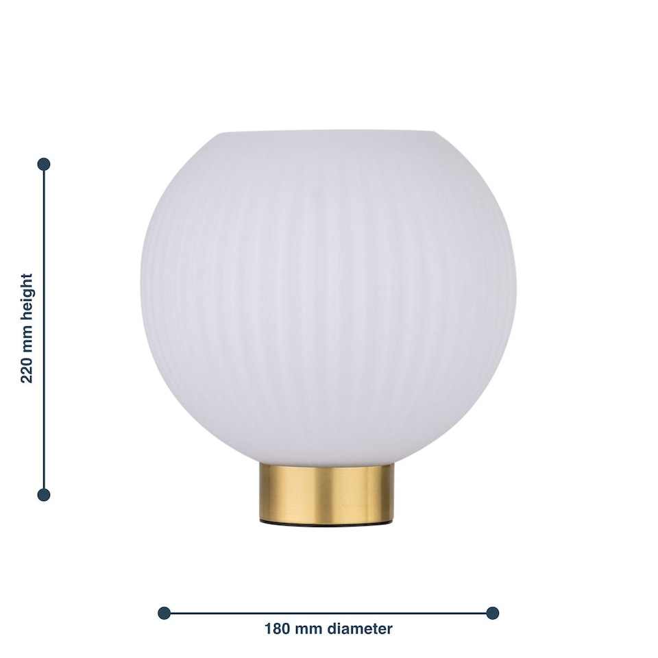 image 1 of Set of 2 Betchley - Battery Operated Satin Brass Lamp with White Glass | Gold | White | Medium | 2