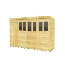 16 x 5 Feet Pent Shed - Single Door With Windows - Wood - L147 x W474 x H201 cm Brown