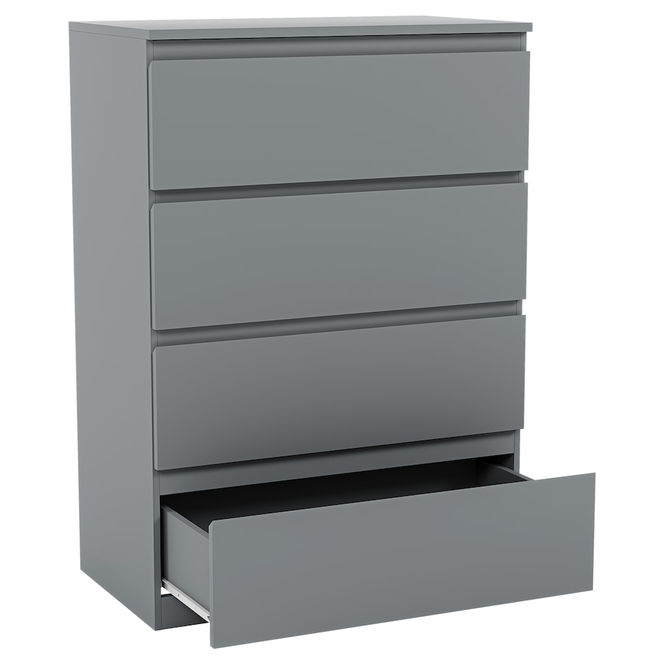 image 1 of Vida Designs Denver 4 Drawer Chest of Drawers Bedroom Storage, Grey