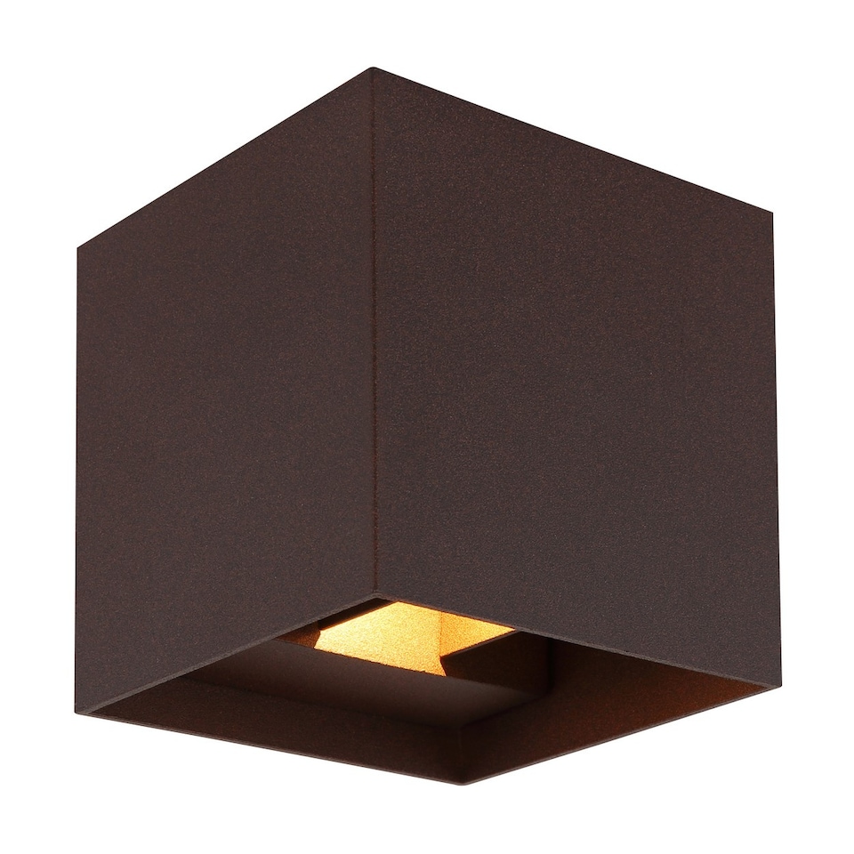 image 1 of Veronika Outdoor Up Down Wall Lamp Rust Colored Matt IP54 Clear Glass Shade 2x LED 3000K