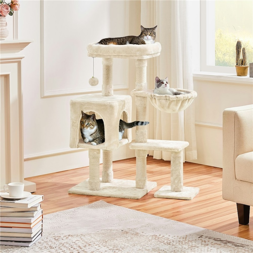 image 1 of Yaheetech 4-Level Cat Tree Condo with Perch Beige