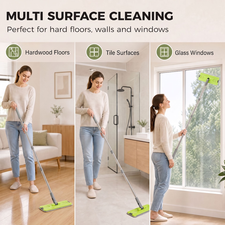 image 1 of HOMCOM Mop and Bucket Set, Compact Flat Mop System, Dark Grey and Green