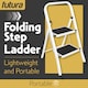 image 2 of Futura 2 Step Ladder White, Heavy-Duty Steel Folding Home DIY Step Stool with Wide Non-Slip Steps & Anti Slip Feet 150kg Capacity