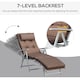 image 3 of Outsunny Sun Lounger Steel Frame Outdoor Folding Chaise Texteline Lounge Chair Recliner with Headrest & 7 Levels Adjustable Backrest, Brown