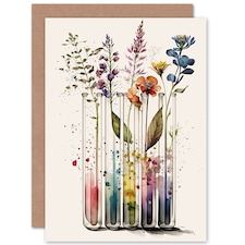 Wildflowers Rainbow Colour Water Glass Test Birthday Card