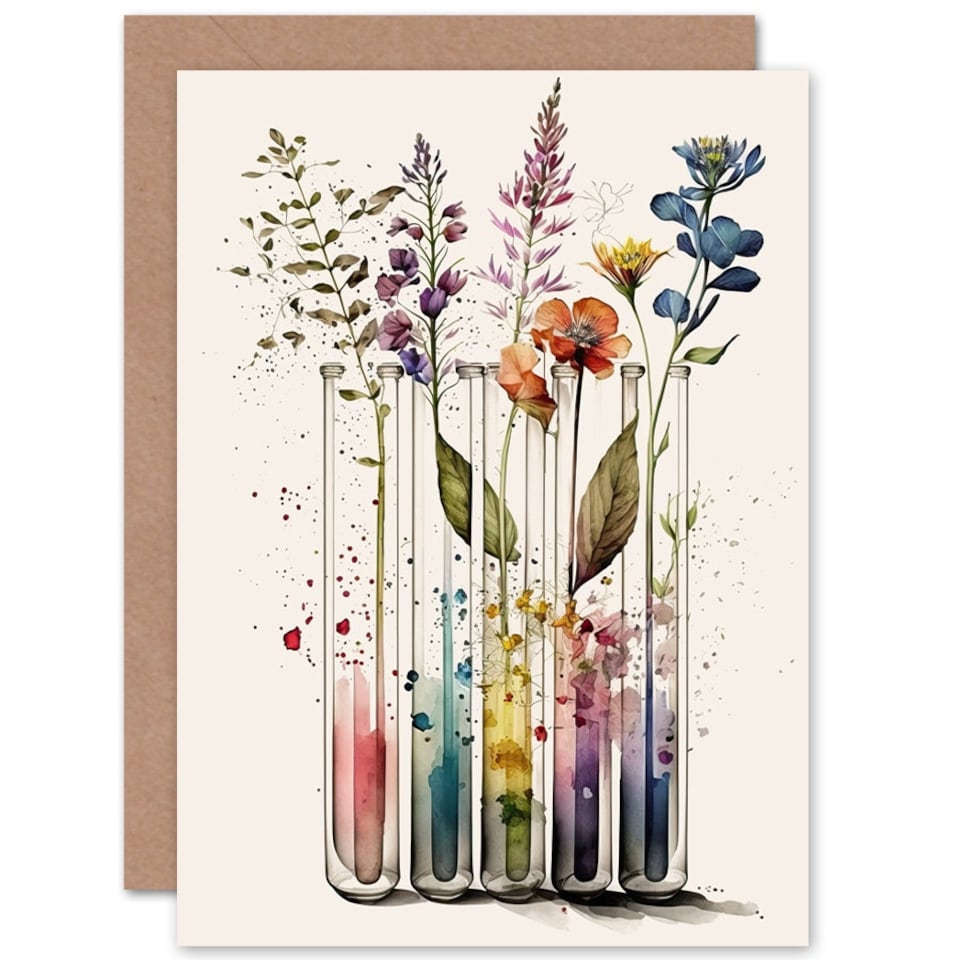 image 1 of Wildflowers Rainbow Colour Water Glass Test Birthday Card