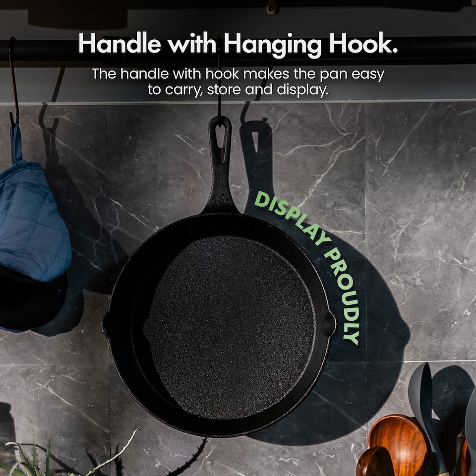 image 1 of VonShef Cast Iron Skillet 10", Pre-Seasoned Non-Stick