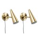 image 4 of ValueLights Pair of - Plug in Brushed Antique Brass Cone Easy Fit Wall Lights with Adjustable Head