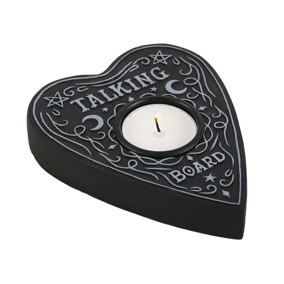 image 1 of Something Different Talking Board Heart Tealight Holder - Black - One Size