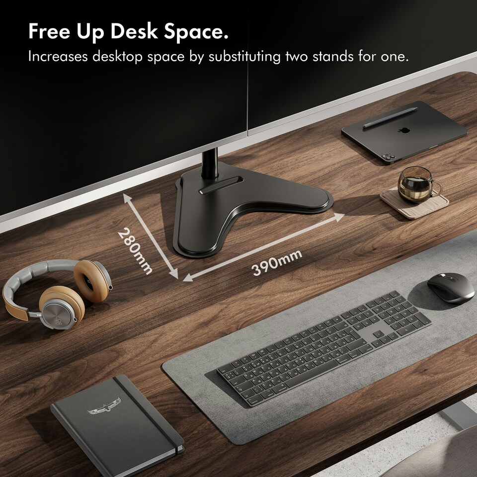 image 1 of VonHaus Adjustable Dual Monitor Mount for 13-32" Screens