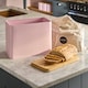 image 2 of Cooks Professional Diamond Pattern Bread Bin with Linen Bag & Bamboo Cutting Board Lid | Pink | Pink | 1