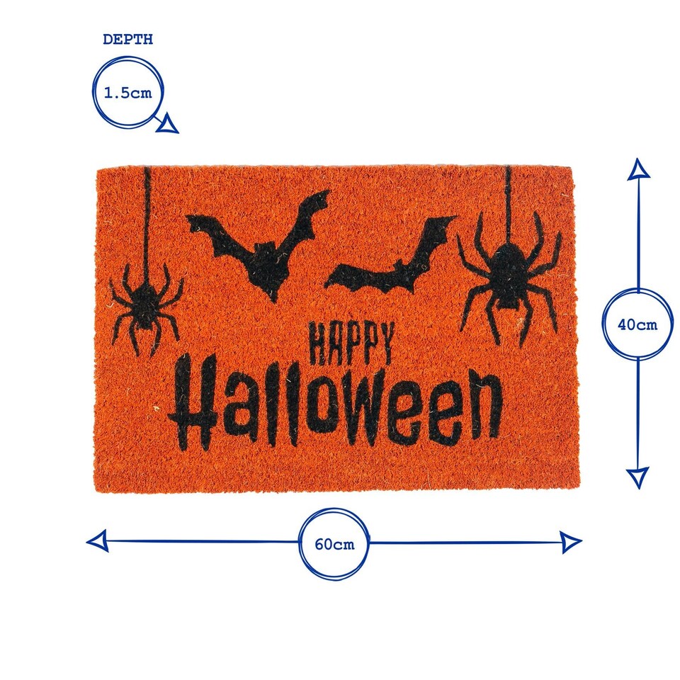 image 1 of Nicola Spring Halloween Coir Door Mats - 60 x 40cm - Skulls - Pack of 2