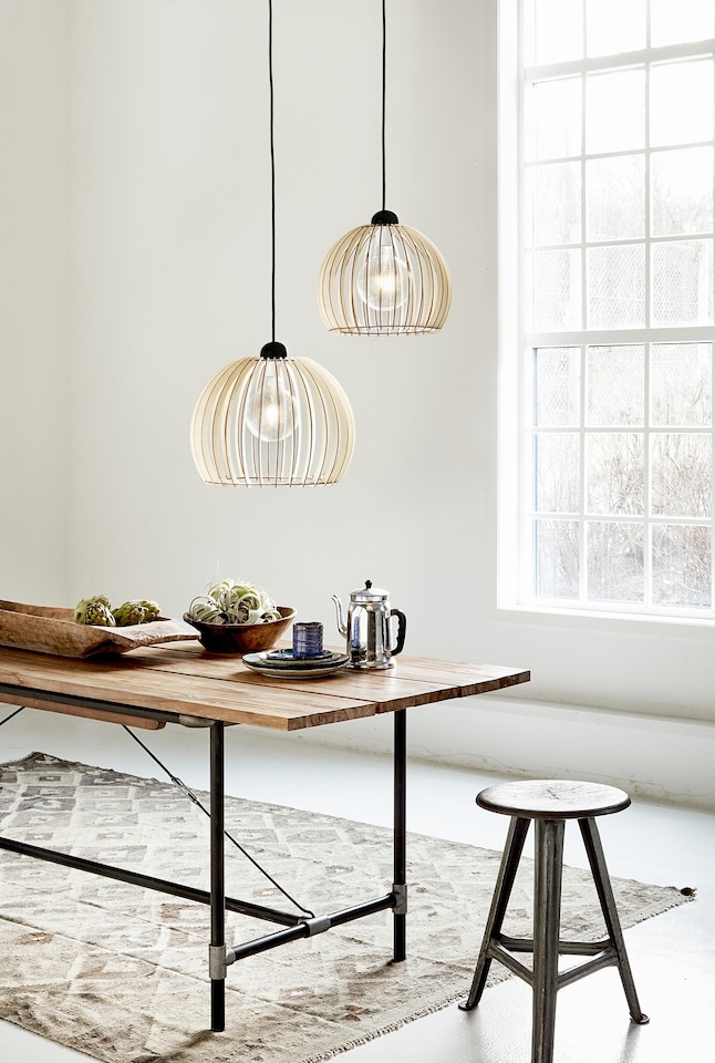 image 1 of Nordlux Chino Indoor Pendant Light Brown Wood E27 Slatted - Mains Powered, IP20