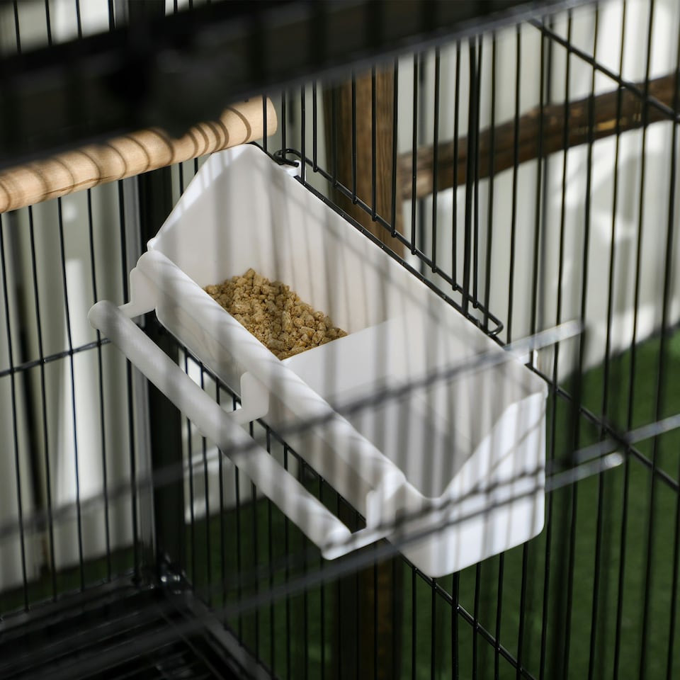 image 1 of PawHut 2 In 1 Large Bird Cage Aviary with Wheels, Slide-out Trays Wood Perches