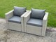image 4 of Fimous Wicker Rattan Garden Furniture Sofa Sets Outdoor Patio Coffee Table With Stools light grey