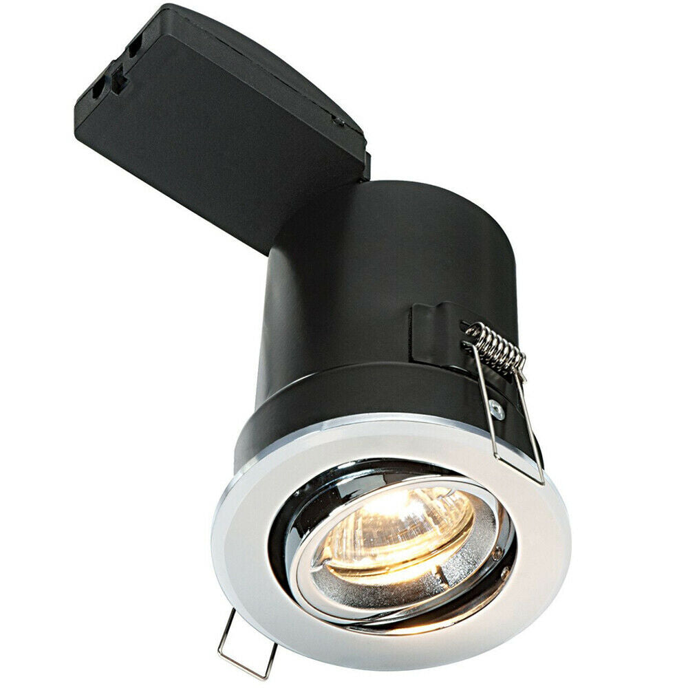 Loops FIRE RATED GU10 Lamp Ceiling Down Light Chrome PUSH FIT FAST FIX Adjustable Tilt