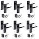 image 1 of Golden Grace 6 Pairs Victorian Straight Handle Latch Door Handles in Matt Black with 3" Ball Bearing Hinges & Latches, 6 Set - 120mm x 40mm Backplate | Black | 6 Set