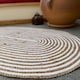 image 2 of CHAKKAR PALE Stripe Oval Beige Hall Rug - Jute - L90 x W150 White