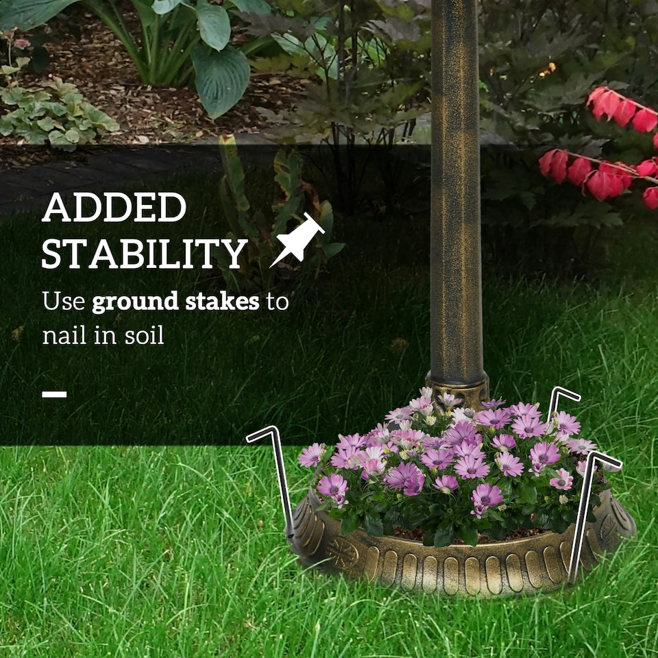 image 1 of Outsunny 72cm Tall Bird Bath with Bird Decoration for Garden, Bronze Tone