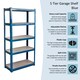 image 4 of Home Vida 5 Tier Garage Shelves Heavy Duty Shelves Boltless Shelving Storage Units - Holds Upto 875kg Per Bay - Blue - 3 Bays