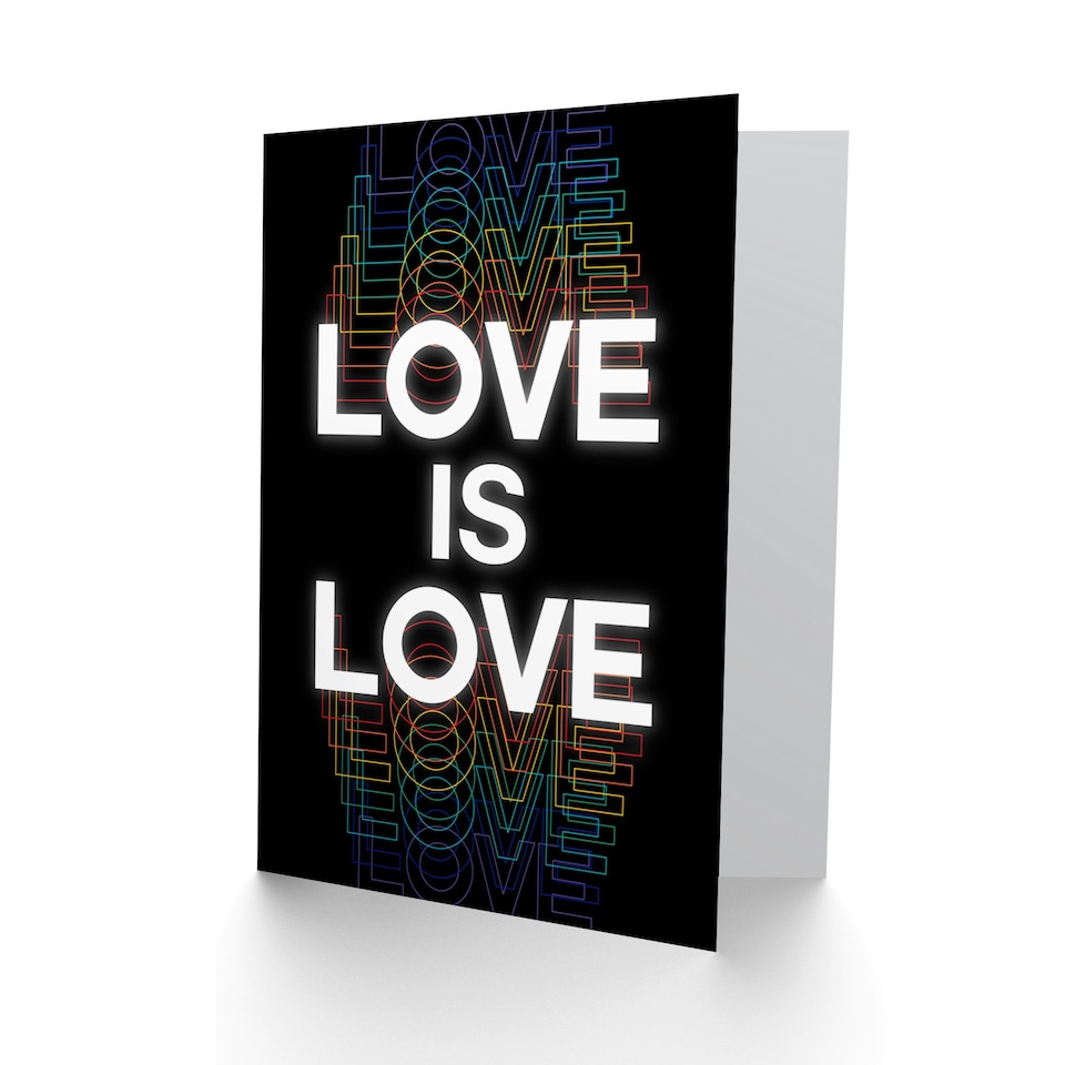 image 1 of Love Is Rainbow Retro Typography Quote Card