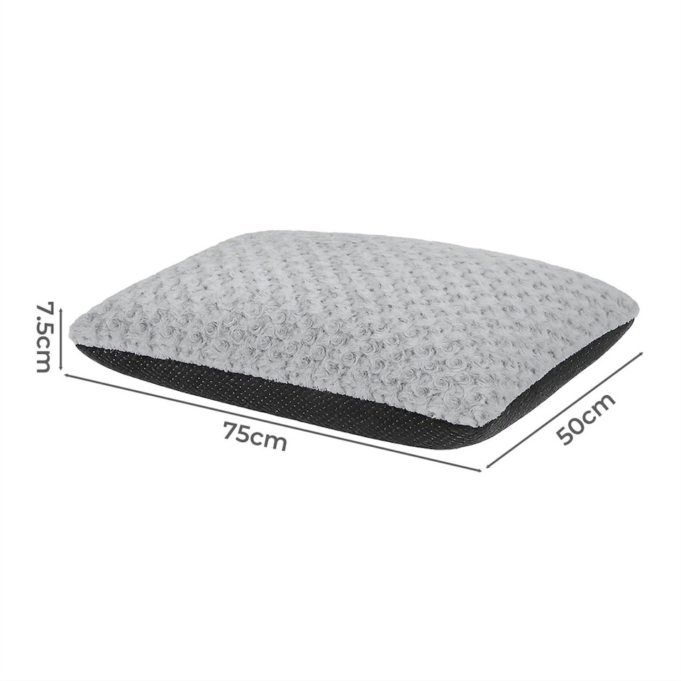 image 1 of Skylos Pet Dog Bed Grey Plush Cushion Mat Washable Soft Comfort Sleeping | Grey | Medium | M