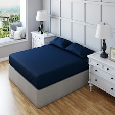 Fitted Sheet Polycotton Plain Dyed Extra Deep 25cm Bed Linen | Blue | Navy Blue | Super King
