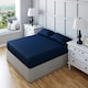 image 1 of Fitted Sheet Polycotton Plain Dyed Extra Deep 25cm Bed Linen | Blue | Navy Blue | Super King